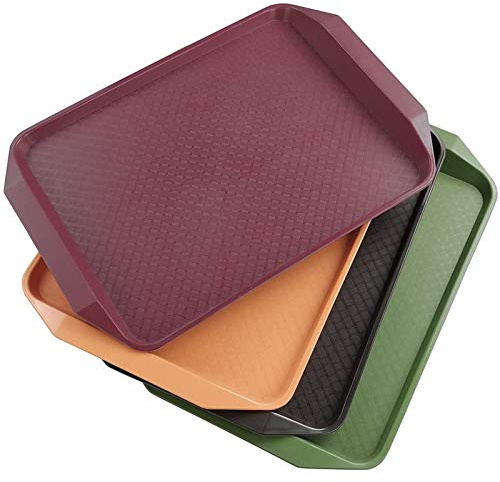 Qskely Plastic Fast Food Trays for Eating, 17 x 11.8, Set of 4