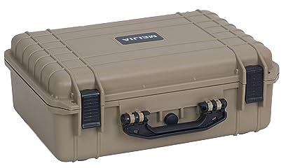 MEIJIA All Weather IP67 Waterproof Hard Protective Case, Hard Camera Case,with Customizable Foam, Perfectly Protection of Camera, Drones, Pistols, Equipments,18.5 x14.06x6.93inches (Desert Tan)