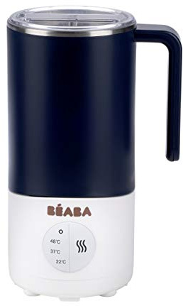 BÉABA Milk Prep, Preparador de biberones y bebidas lácteas, Calienta rápido, Leche en polvo, leche materna, leche en brick, chocolate caliente, Para bebés y niños, Azul oscuro