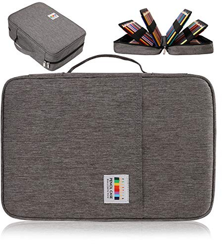 AYVANBER Big Capacity Colored Pencil Case Organizer 304 Slots Pen Holder Waterproof Storage Pouch Gel Marker Pen Bag Box for Cosmetic Brush Pencils & Gel Pen Used for Teens Student or Artist (Grey)