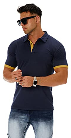 CNROS Men's Short & Long Sleeve Solid Polo T Shirt Slim Fit Casual Basic Design