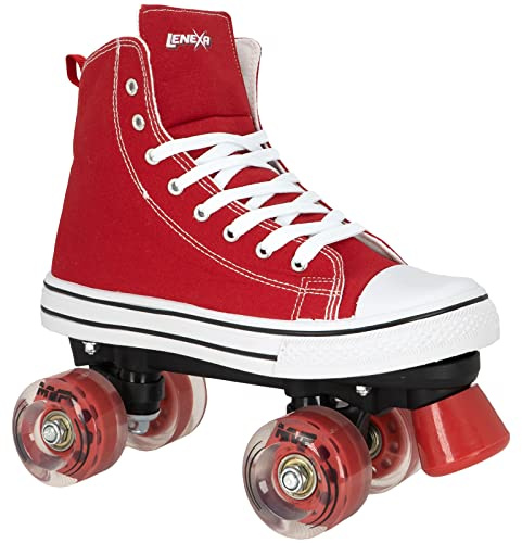 Lenexa MVP 2.0 Roller Skates for Kids and Adults | Roller Skate Shoes for Men and Women | Outdoor High-Top Sneaker Roller Shoes | Full Lace Up Ankle Support | Red (Ladies 8 / Mens 7)