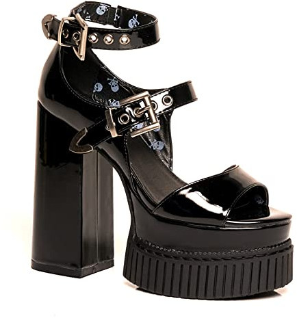 LAMODA - Solitude Creeper Platform Heels in Black Patent, EU 40