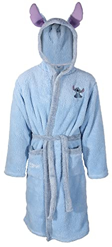 Disney Lilo & Stich Damen-Bademantel aus superweichem Fleece mit Nähten, blau, L-XL