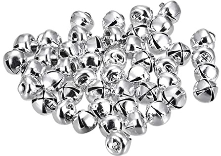 sourcing map Cascabeles, 5/16(8mm) 24uds Pequeñas Campanas para Artesanías Bricolaje Navidad, Vacaciones Decoración, Musical Fiesta, Hogar, Festival, Boda, Plateado Tono