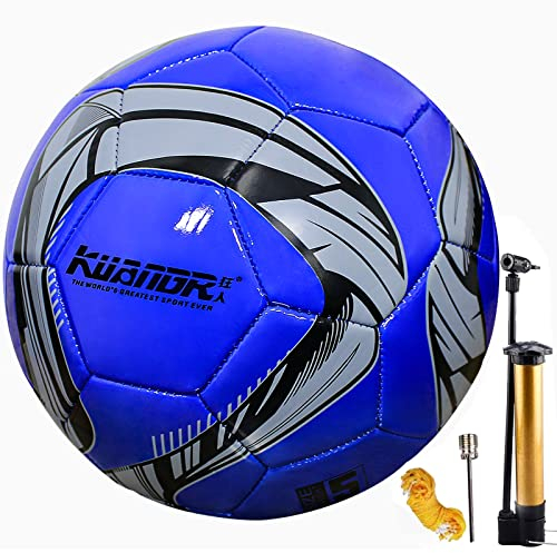 Fantecia Fußball Größe 5, Leder Fussball mit Pumpe, Fussball Indoor Outdoor