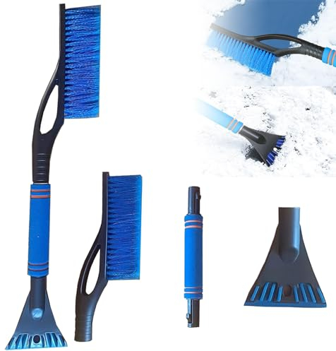 Amebleak Grattoir à Glace et Brosse à Neige, 2 en 1 Brosse à Neige d'hiver Amovible, Grattoirs à Neige pour Auto, Grattoir Pare Brise, Grattoir à Givre pour Voitures, Camions et SUV (Bleu)