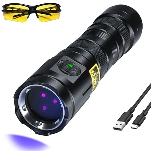 DARKBEAM UV Flashlight 365nm Filtered Black Light Woods Lamps 20W 3 LEDs