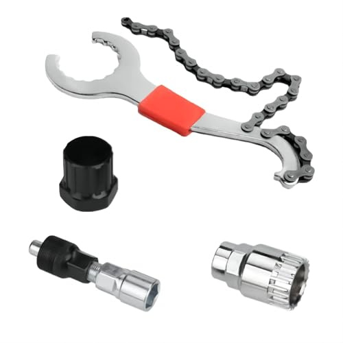 Floatdream 4 pezzi Kit Attrezzi Bici con Frusta Catena, Chiave di Rimozione e Frusta per Catena, Kit Attrezzi per Bici, Adatto per rimuovere il volano di una cassetta di bicicletta