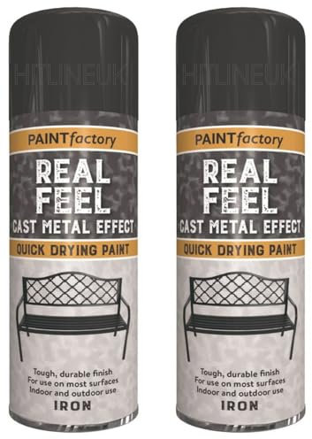 HitlineUK Spray Paint - 2 x 400ML Cast Iron Metal DIY Wood Paint Plastic Paint Cast Metal Effect Spray Paint