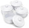 Kook Ceramic Mini Cocotte Set, Small Casserole Dishes with Lids and Handles, Individual Baking Ramekins, Oven, Microwave & Dishwasher Safe, Stoneware, 12 oz, Set of 4 (Swiss White)
