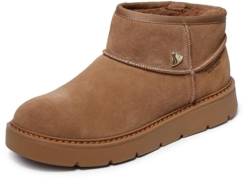 Skechers Keepsakes Mini bottes de neige confortables mains libres pour femme, châtaigne, 35 EU