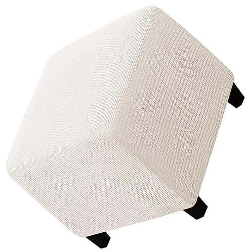 ZGantrix Funda Otomana Puff Cuadrada Redonda Elástica Funda de Reposapiés de Sofá 40x40 /45x45/50x50 Funda para Taburete Elástica Extraíble Moderno Protector de Puff con Parte Inferior Elástica
