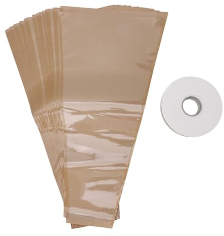 50 pezzi di sacca da imballaggio floreale, imballaggio floreale di carta kraft, con imballaggio bouquet a nastro, utilizzato per matrimoni, compleanni e cerimonie di laurea
