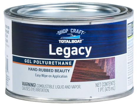 TotalBoat Legacy Wipe-On Polyurethane Wood Finish | Oil-Based Clear Coat Gel for Wood, Furniture Refinishing, Cabinets, Interior Trim, and Woodworking Projects | Clear Amber Satin, Pint