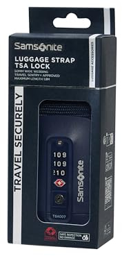Samsonite TA Revolution – Sangle à Bagages avec Cadenas TSA, Ajustable 50mm, Boucle Clip Robuste, Sangle de Valise Sécurisée pour Voyages, Bleu (Midnight Blue)