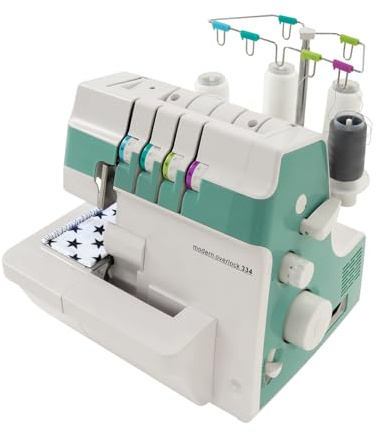 Macchina da cucire Overlock, Macchina da cucire elettrica 91W con lunghezza del punto regolabile, Overlock 3/4 filo con differenziale 1200 punti/min