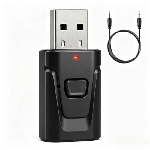 Adaptateur Bluetooth USB 5.0 2-en-1 (Émetteur/Récepteur) – Audio Stéréo sans Fil avec Prise Jack 3,5 mm – sans Latence – pour TV, PC, Voiture, Enceinte, Casque – Plug & Play – Clé USB Bluetooth