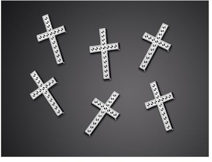 Streudeko Kreuz Kunststoff 2,7cm silber 25er Set - zur Taufe, Kommunion, Konfirmation, Hochzeit und zum Basteln