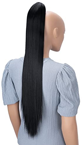 CAISHA 70cm Extra Lungo Coda Capelli Con Pinza Capelli Per Donna Posticci Per Capelli Liscio Nero H74