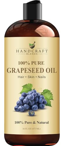 Handcraft Blends Grapeseed Oil | 100% Pure and Natural | Bath & Body Oil | Premium Grade Carrier Oil | Skin | Hair | Body | Massage | Cold-Pressed | Hexane-Free | 16 Fl Oz