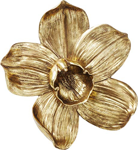 Kare Design Wandschmuck Orchid, Gold, Wandschmuck als Blumen Motiv, Eyecatcher für die Wand als Accessoires für das Wohnzimmer, Esszimmer, 44x40x12 cm (H/B/T)