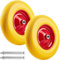 TecTake 2X Roue Complète de Brouette Caoutchouc Plein Polyuréthane, Increvable, INCL. Jante en Acier et Essieu, Capacité de Charge: 150 kg, Jaune