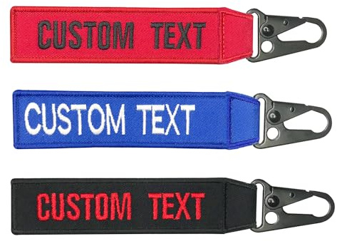 mvcen Personalized Embroidery Keychain, Custom Name Tag Personalized Keychain Custom Luggage Tags Key Ring Accessories for Crate, Backpacks, Car, Keyring, Gift