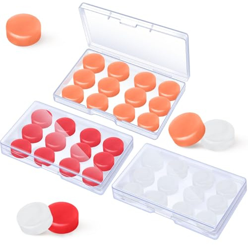 36 Paia di Tappi per Orecchie in Gel Tappi in Silicone Riutilizzabili Tappi da Nuoto Impermeabili Tappi per Orecchie a Cancellazione di Rumore per Adulti Bambini (Bianco, Rosso, Arancione)