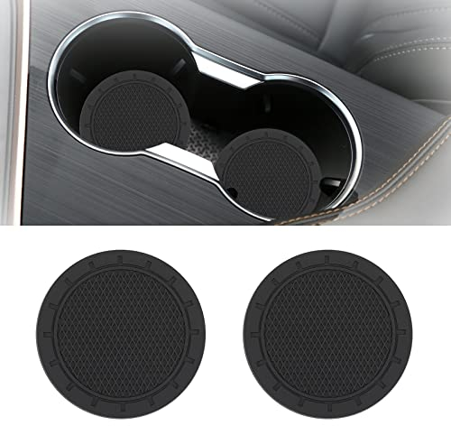 2 PCS Car Cup Coaster, Universal Car Cup Holder Coaster Black Car Cup Holder Insert, Non-slip Car Cup Holders for Hot Drinks Car Coasters for Cup Holders Car Accessories for Women Men