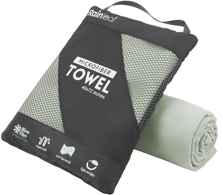 Rainleaf Microfiber Towel Perfect Travel & Gym & Camping Towel. Quick Dry - Super Absorbent - Ultra Compact - Lightweight. Suitable for Trip, Beach, Shower, Backpacking, Pool
