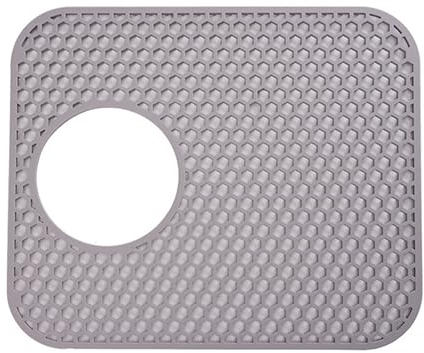 ZEACCT 1 Stück Mehrzweck-Silikon-Waschbeckenmatte, Küchenspülbecken-Bodenmatte, Faltbare Spülbecken-Schutzmatte, Spülbecken-Abtropfbrett-Matten, rutschfeste Hitzeisolierende Spülbeckenmatten (Grau)