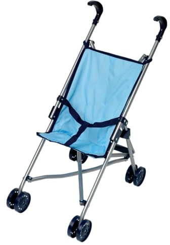 DOLLSWORLD from Peterkin | Deluxe blue four wheel folding stroller, suitable for dolls up to 56cm (22). Stroller measures 52 x 27 x 55cm | Dolls & Accessories | Ages 3+