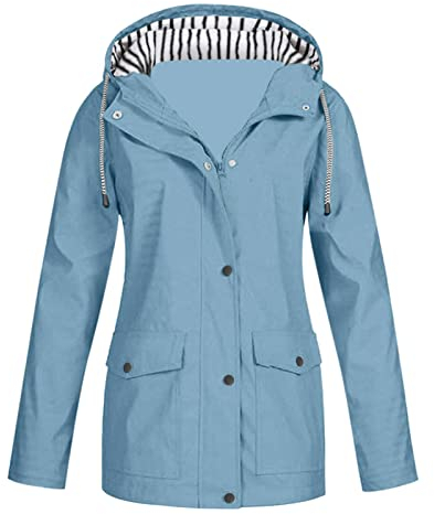 Regenjacke Damen Wasserdicht Winddichter Atmungsaktiv Regenmantel Regenparka mit Kapuze Leichte Dünne Windbreaker Übergangsjacke Große Größen Fahrrad Windjacke Trenchcoat Wandern Sommerjacke S-5XL