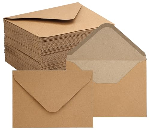 Braun Briefumschläge, 100 Stück, 130 g/m², B6, Ohne Fenster, Kraftpapier mit Nassklebung, Kuvert für Einladungen
