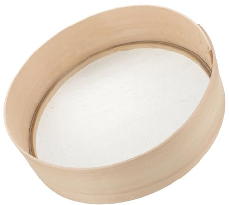 POPETPOP Flour Sieve, Round Wooden Flour Sifter Kitchen Sieve Fine Mesh for Baking Powder Cakes 12