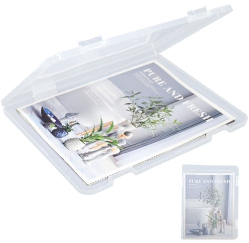 Elezeal A4 Paper Holder Portable File Box Clear Plastic Document Case Waterproof Dustproof PP Storage Folder Magazine Filing Organizer Office/School Supplies(1-Pack-Clear-Updated)