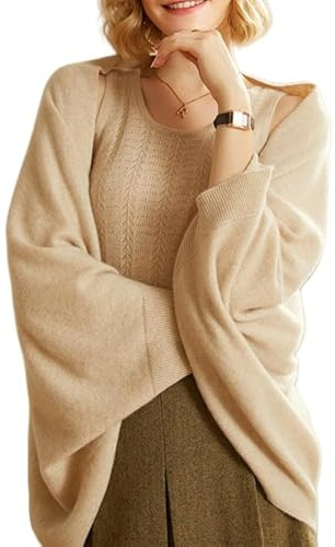 LIUYUYOUGO Mujer Invierno Poncho,Chales Y Chales De Pashmina De Lana Cárdigans Abiertos Suéter Poncho De Punto Bufanda Multifuncional Con Mangas Elegante Suave Bufanda De Cachemira Cálida Tops Ab