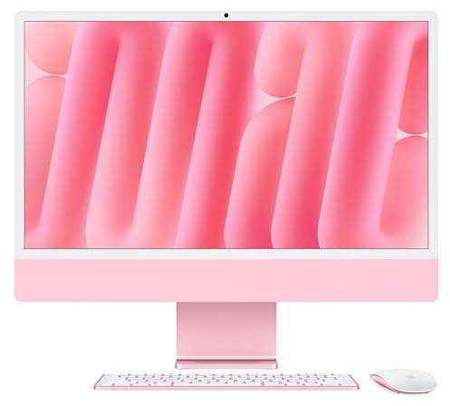 Apple iMac Ordinateur de Bureau Tout-en-Un avec Puce M4, CPU 8 cœurs et GPU 8 cœurs : Conçu pour Apple Intelligence, écran Retina 24'', 16 Go de mémoire unifiée, 256 Go de Stockage SSD ; Rose