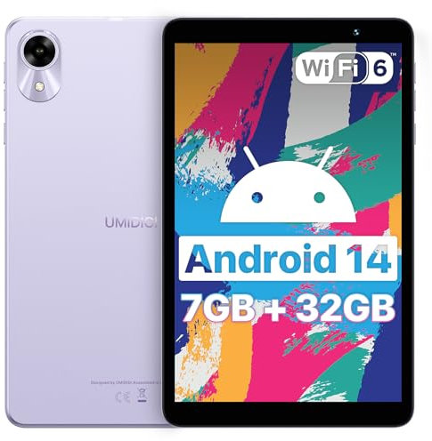 UMIDIGI Tablet Android 14,Tablet 8 Pulgadas,WiFi 6/BT5.0, G1 Tab Mini Tablets,7(3+4) Go+32Go/TF 1To,Quad-Core,5000mAh Android,Cámara 5MP 1280x800 FHD,Cámara 5MP,GMS,2025