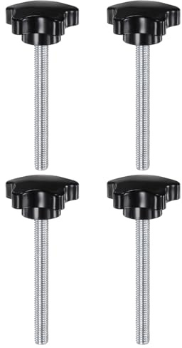 QUARKZMAN 4 stycken räfflade skruvar M8 x 80 mm vingskruvar med gänga, galvaniserade kolstål växelskruv 39 mm rund klämskruv stjärnhandtagsskruv klämspak för möbelmaskin