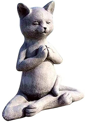 Thonlai Katzen-Buddha-Meditation, Betende Katzenstatue, Garten-Außendekoration, Kunstskulptur, Katzenliebhaber-Geschenke, Yoga-Geschenke, Meditationsgeschenke (Gebetskatze)
