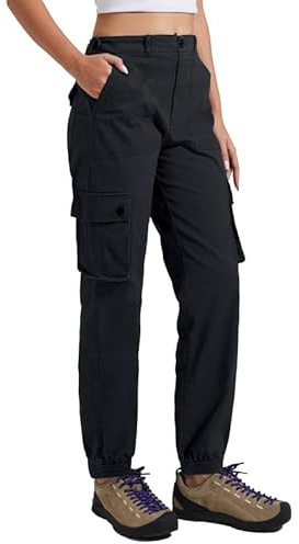 Pioneer Camp Pantaloni cargo da donna lunghi da trekking per donne, resistenti, pantaloni cargo in vita regolabile, pantaloni da jogging per attività all'aria aperta, con 6 tasche