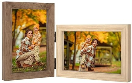 Demark - Marco Doble SO301 - Elegante marco de madera para dos fotos de 10x15 cm - Ideal para sobremesa - Perfecto para mostrar tus recuerdos en casa u oficina