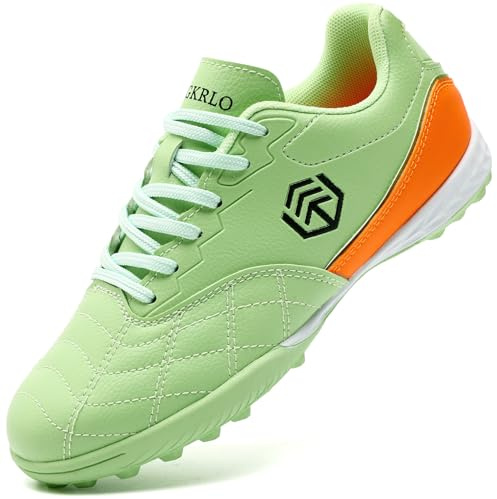 PiDaGlobal Boys Football Boots Kids Girls Club Firm Ground Soccer Shoe Astro Turf Trainers Athletics Sport Futsal Shoes Teenager Profession Competition Indoor Outdoor Sneakers 6UK Greenish Cyan
