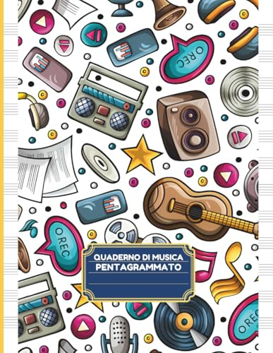 Quaderno di musica Pentagrammato: 110 Pagine numerate con Indice per trovare i brani e Guida al Pentagramma – Formato grande A4 per bambini e ragazzi