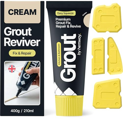 Hemway Cream Grout Reviver 400g with 4 Piece Profiling Tool Kit