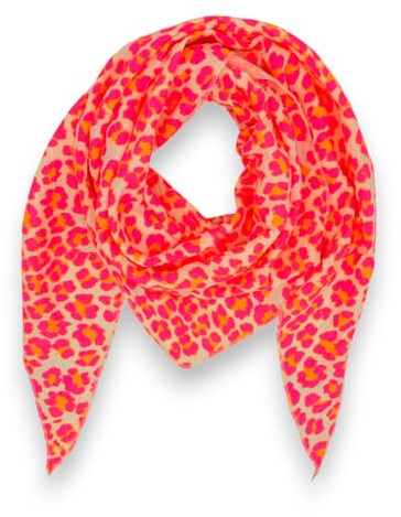 Ziona Foulard triangle en mousseline pour femme - Foulard léopard en 100 % coton - Léger et aéré - Foulard triangulaire pour printemps et été - Écharpe en mousseline pour femme - Léo - Fabriqué en