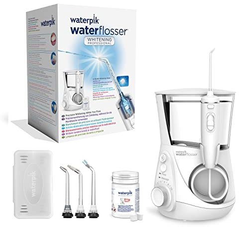 Waterpik Whitening Professional Water Flosser, Mint Flavour Teeth Whitening Tablets, Dental Plaque Removal Tool, Restores Natural Whiteness in 4 Weeks, White, WF-05UK (Package may vary)