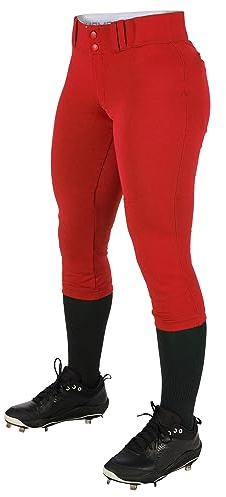 CHAMPRO Damturnering traditionell låg polyester softball-byxa, X-Large, scharlakansröd